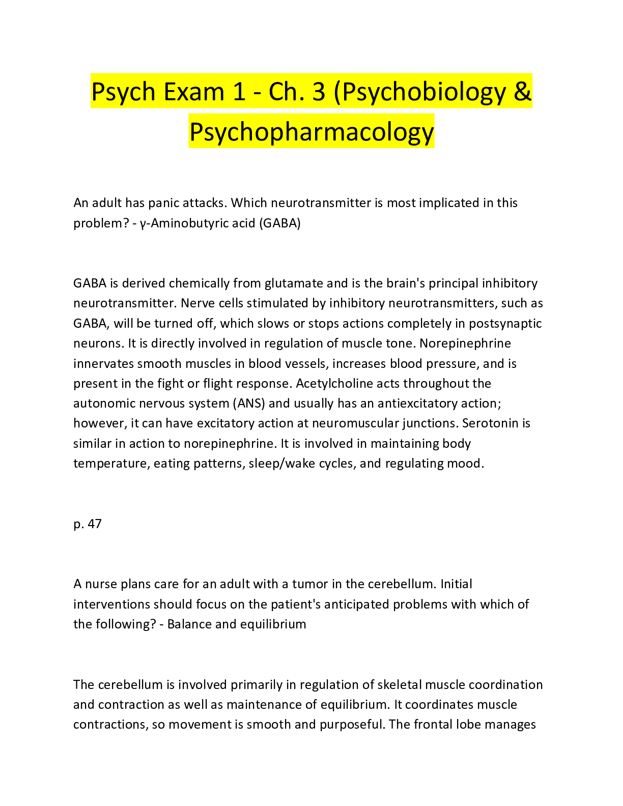 Preview image for Psych Exam 1 - Ch. 3 (Psychobiology &  Psychopharmacology